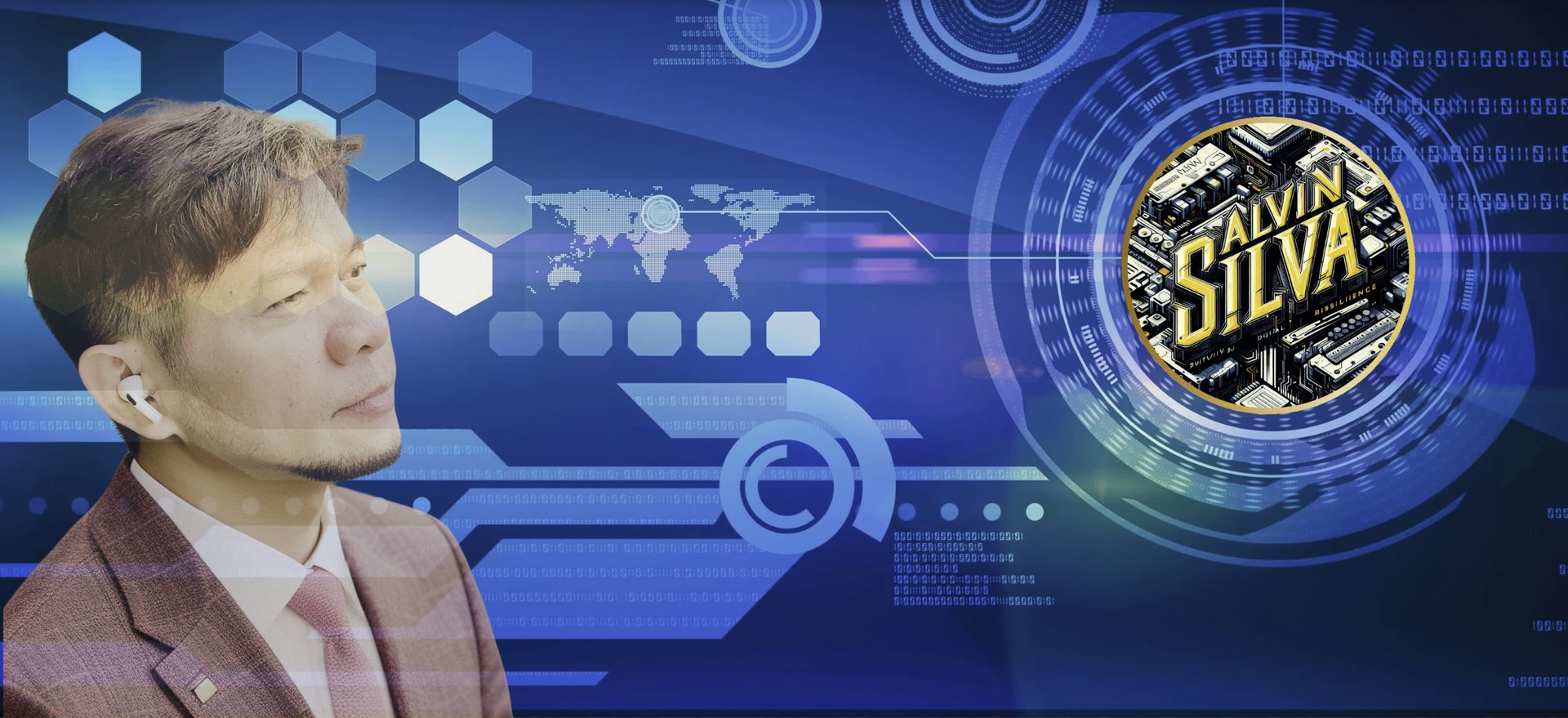 Alvin M. Silva portrait over a digital resilience-systems backdrop